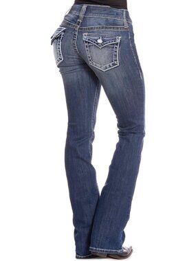 Curvy Bootcut Jeans for Women - Stylish Western Cowgirl Denim with Pockets